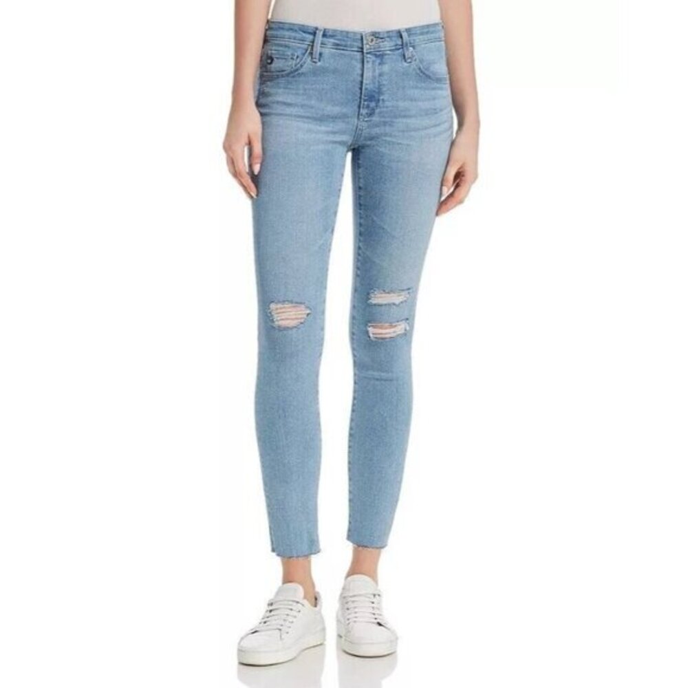 AG Adriano Goldschmied Skinny Jeans Legging Ankle Torn Raw Hem Sz 28 New $198